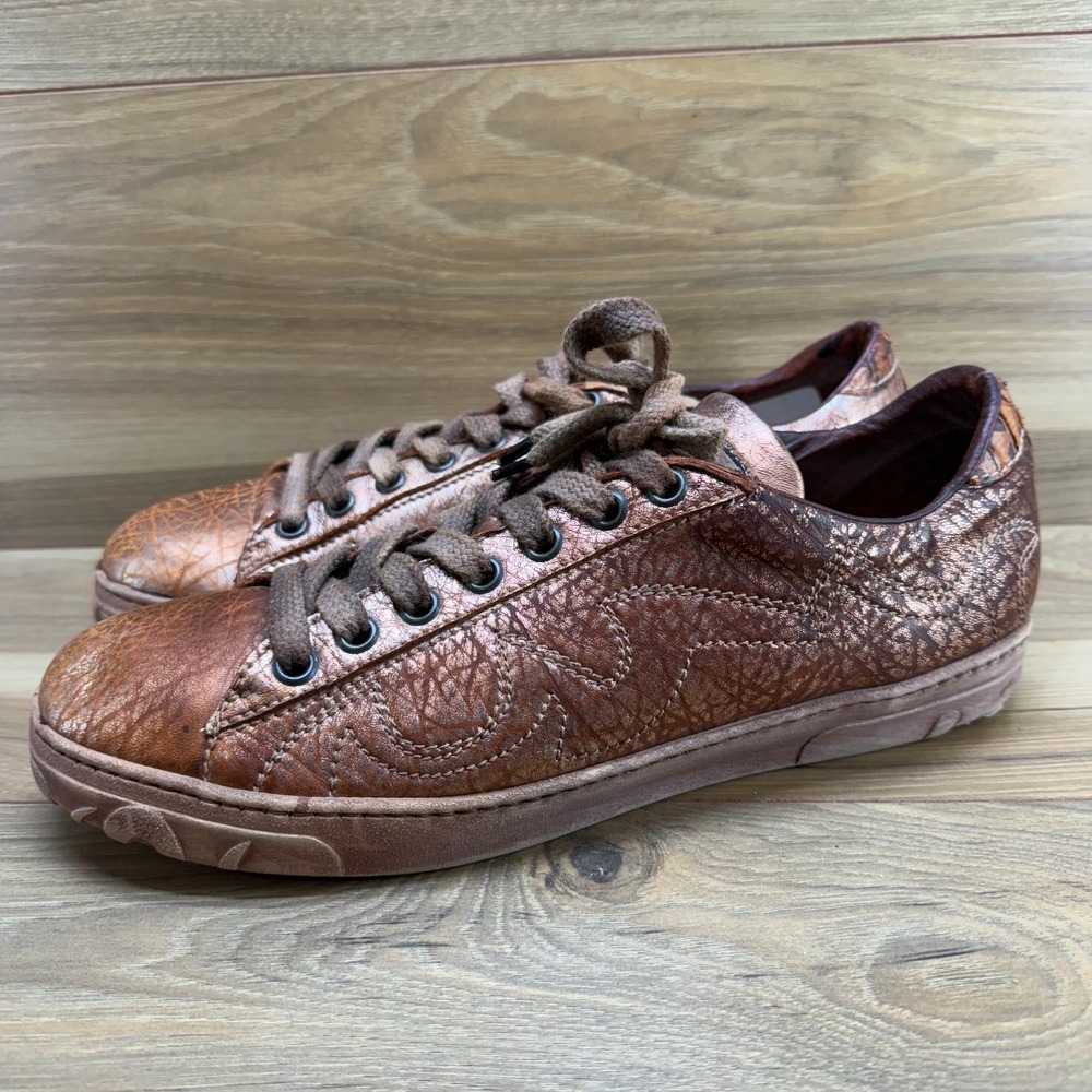 CERTO Italian Tailor Made Mens Sneakers 13‎ EU 46 Metallic Rust Textured Leather